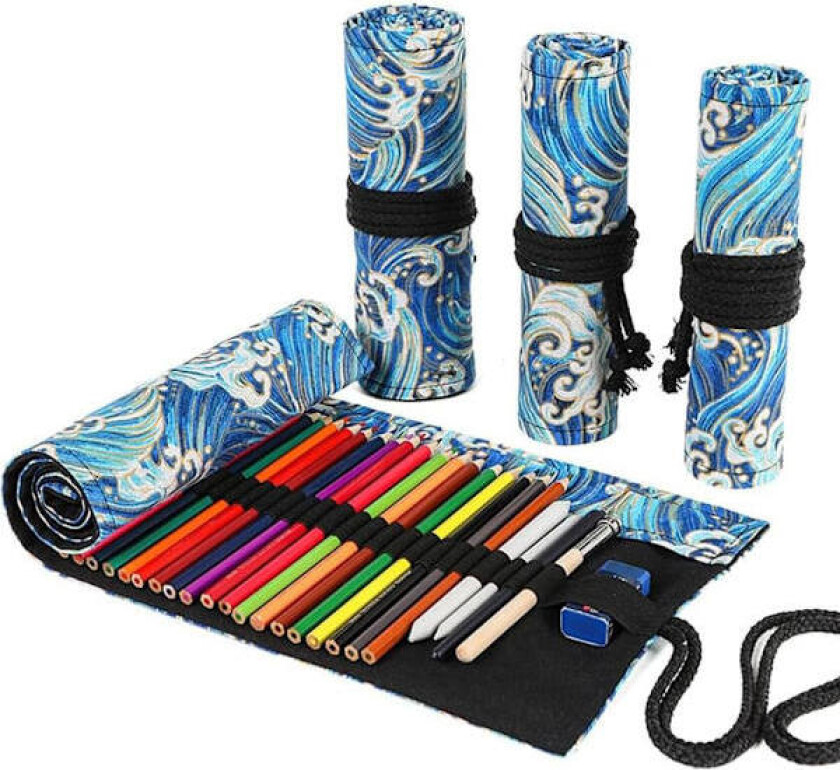 Slots Pennal Pennruller, Kunstner Fargede Blyanter Rulleveske Korte Pensler Veske Blyanter Organizer for Tegning Fargelegging_MGF