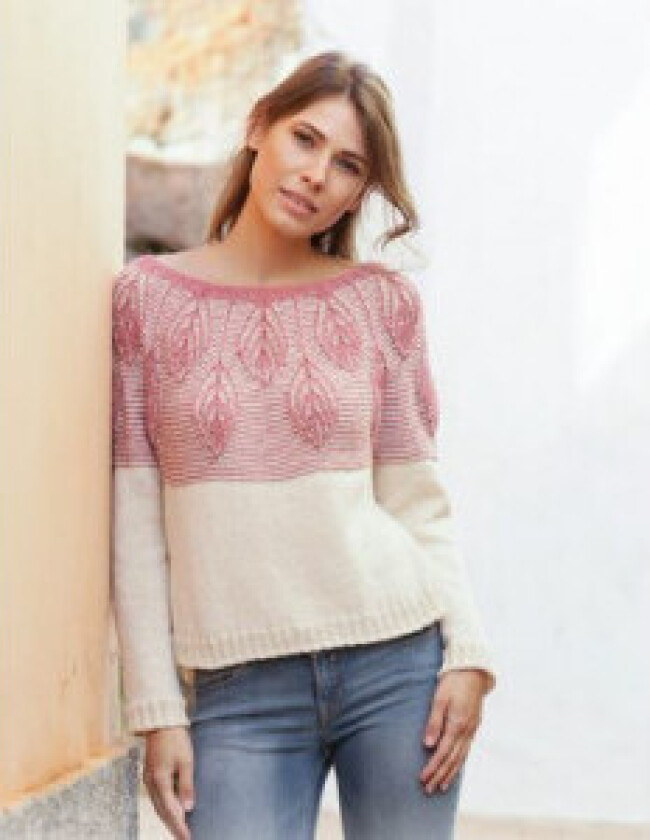 Bilde av  Spring Harvest av DROPS Design - Genser Strikkeoppskrift str. S - XXX - XXX-Large