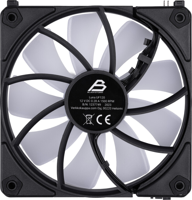 Luna UF120 ARGB PWM Reverse PC-vifte - 120mm - Svart