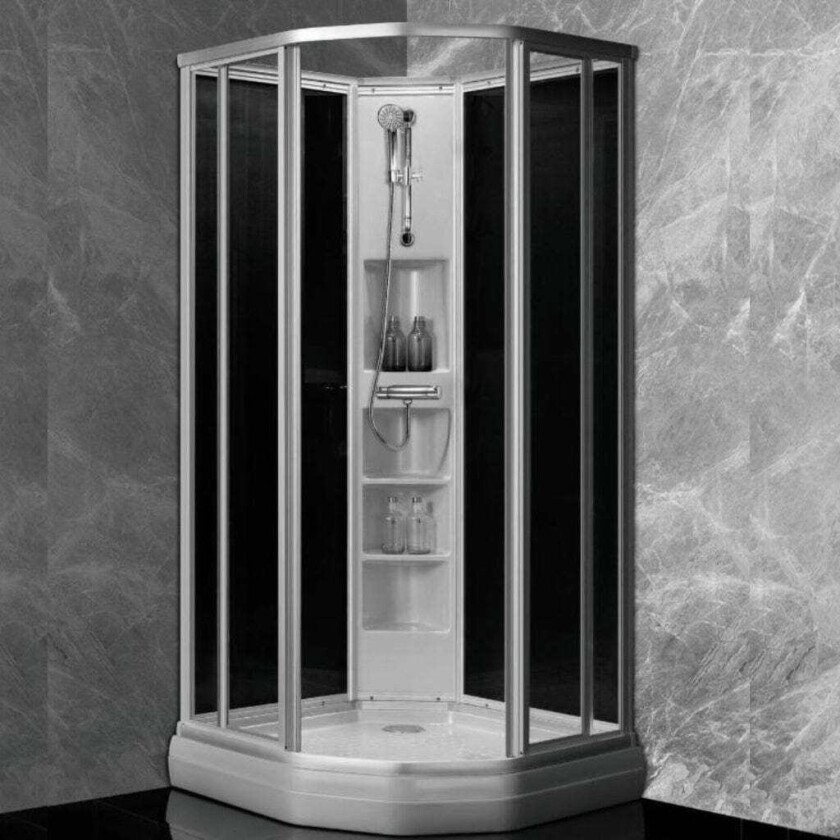 Dusjkabinett Buet Alu Classic - Sotet Bakvegger Matt Aluminium / 100x100cm Basic