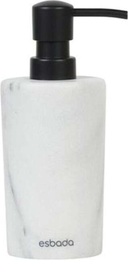 Marmor Såpedispenser med Matt Svart Pumpe Hvit