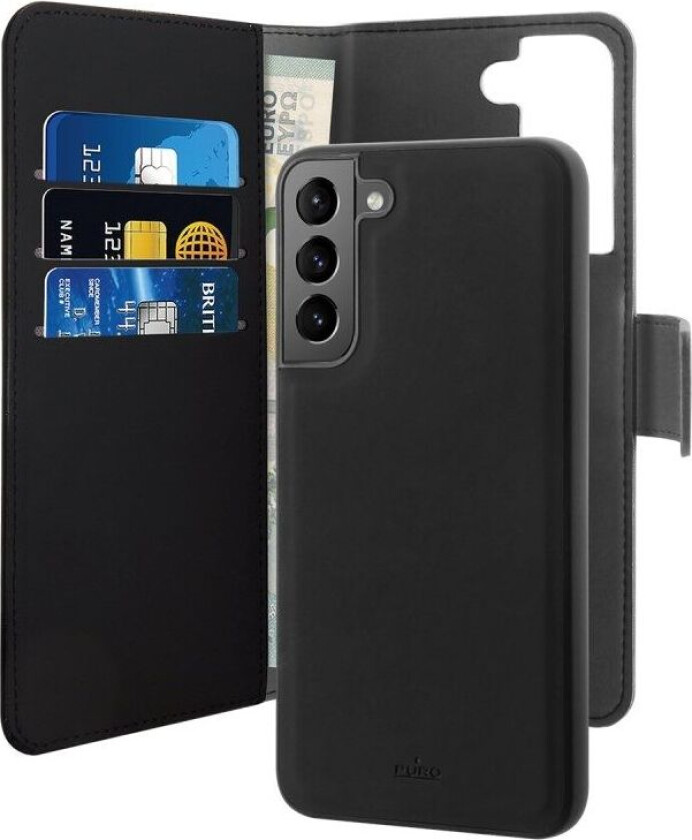 2-I-1 Magnetisk Lommebok-Deksel Samsung Galaxy S22 5g Svart