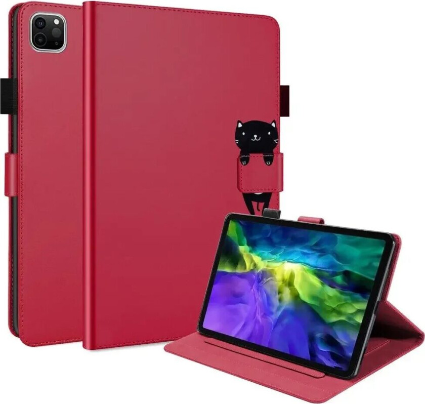 iPad Pro 11" (2022 / 2021 / 2020) Flip Deksel i Skinn med Dyremotiv - Rød