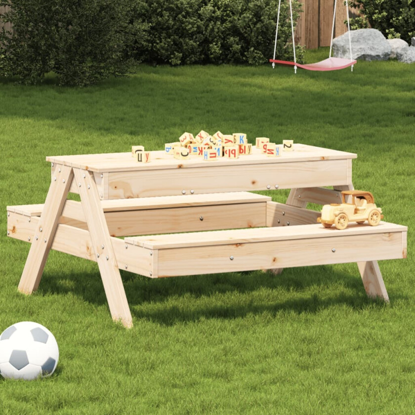 Piknikbord med sandkasse for barn heltre furu
