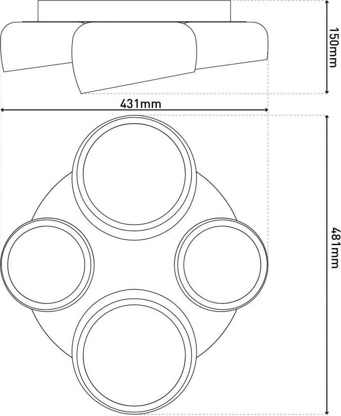 LED-taklampe Eliora, 4 lyskilder, hvit, CCT, fjernkontroll