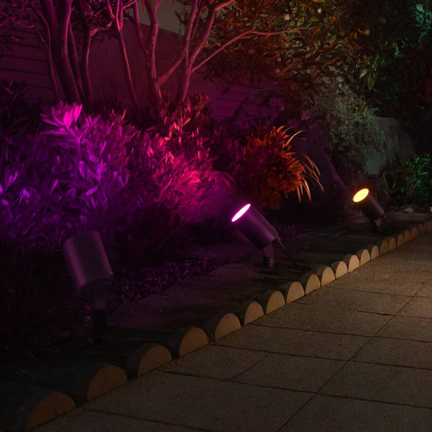 Smart LED-spot med jordspyd, svart WLAN, IP65 RGBW dimbar