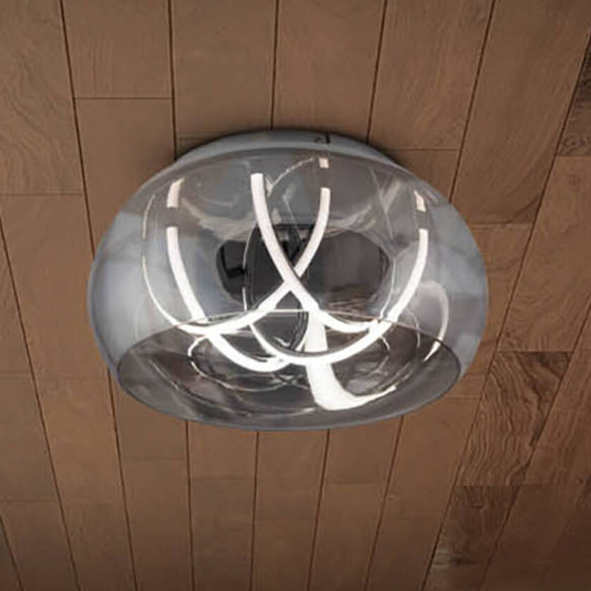 LED-taklampe Malou, glass, CCT, fjernkontroll