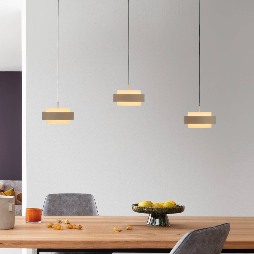 LED-hengelampe Elmo, Sandbrise, 3 lyskilder, 3000 K