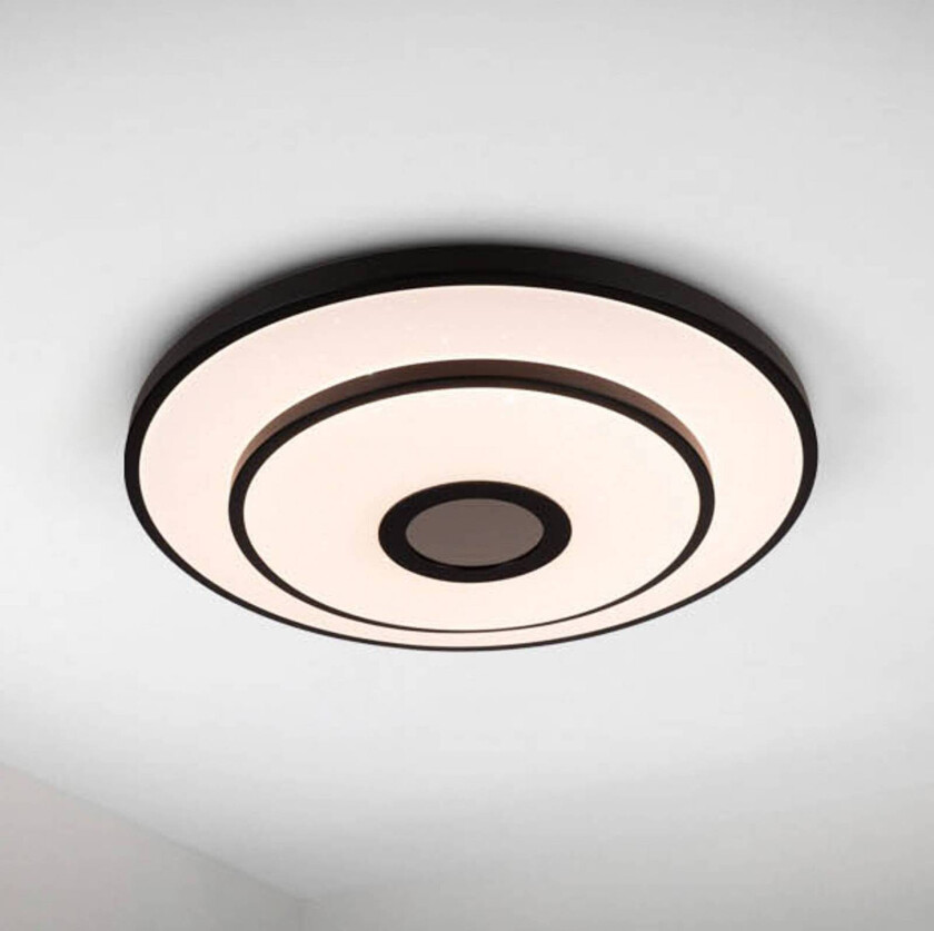 LED-taklampe Genua, svart, jern, CCT, fjernkontroll