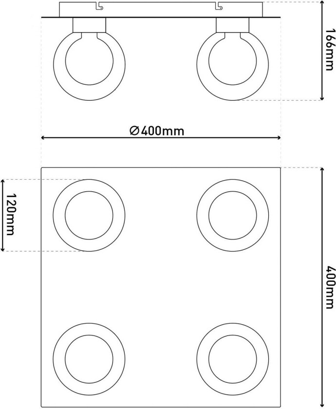 Taklampe Donika, 4 lyskilder, kantet, glass, stål, ravfarget, G9