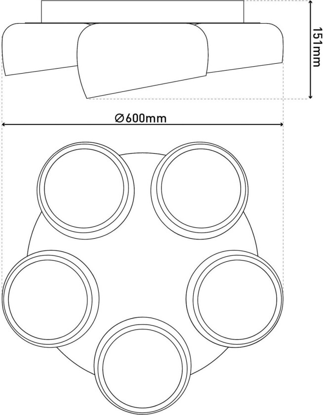 LED-taklampe Eliora, 5 lyskilder, hvit, CCT, fjernkontroll