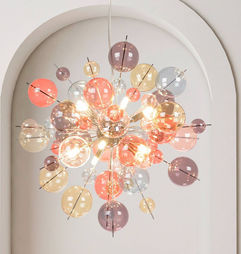 Hengende lampe Explosion, Ø 65 cm, glass, pastellfarget, G9