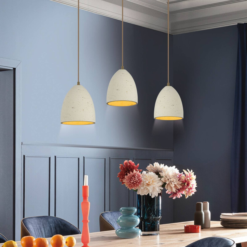 hengelampe Traventa, 3 lyskilder, beige, E27