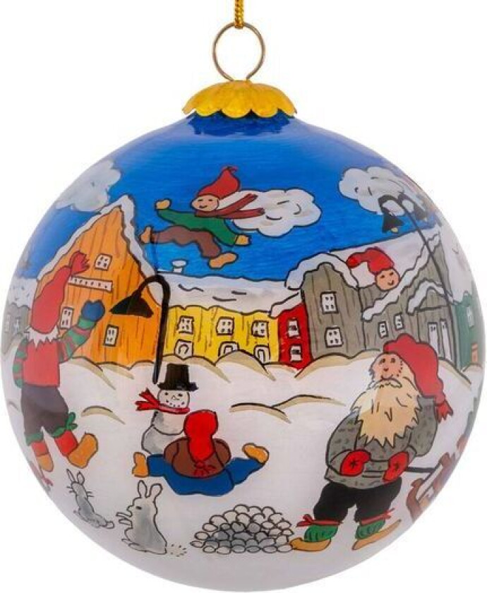 Julekule Håndmalt Nissebarna Leker I Snøen