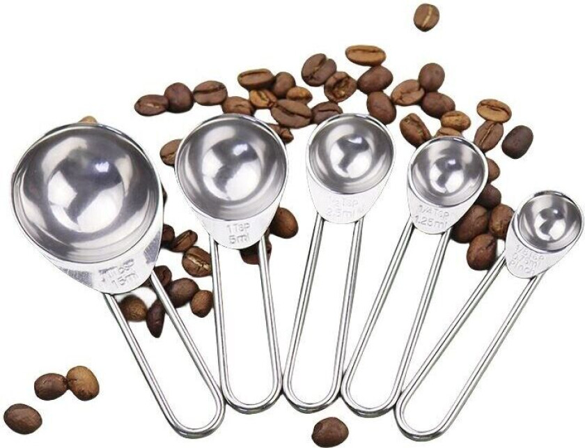 5 pakker Målebeger skjesett for baking matlaging 15/5/2,5/1,25/0,75 ml