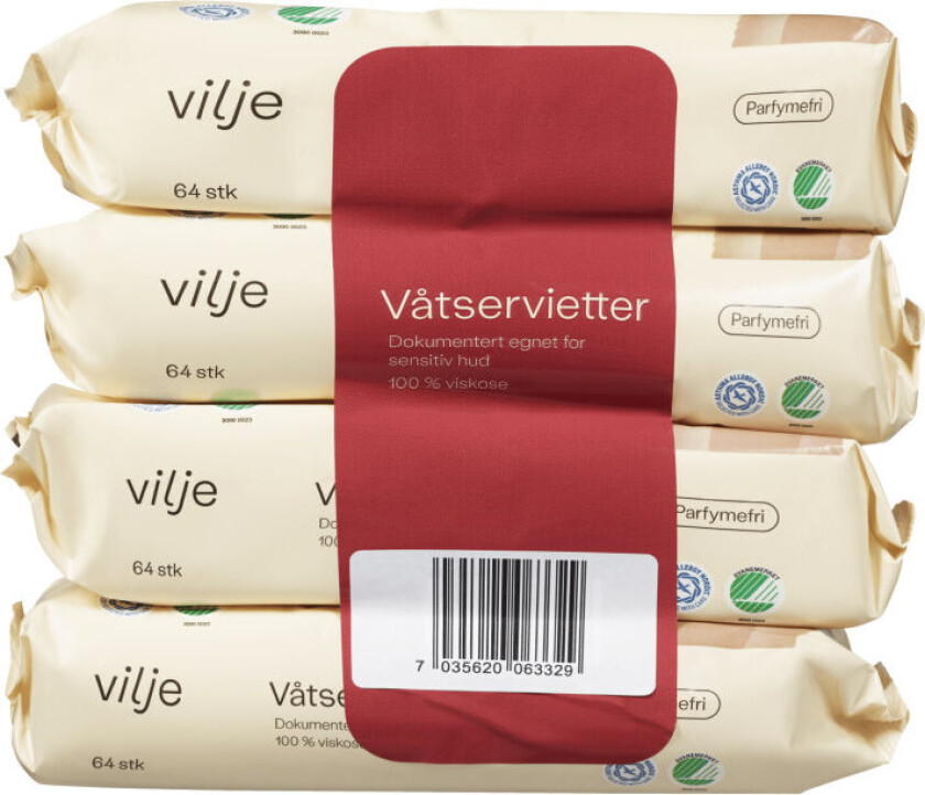 Bilde av Våtservietter Plastfri 4x64stk