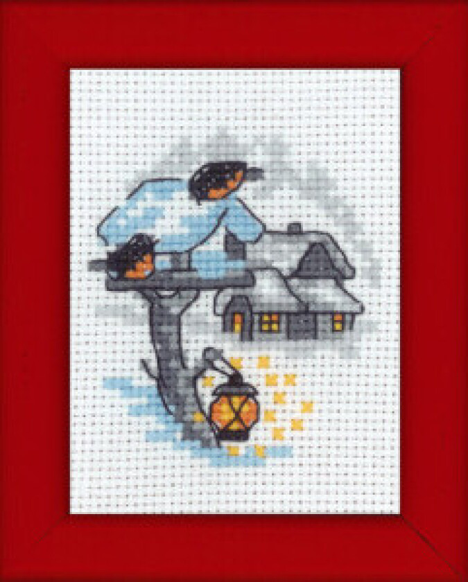 Broderisett julefuglbrett 6x8 cm