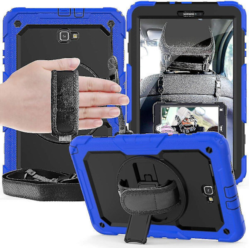 Samsung Galaxy Tab A 10.1 Etui 2016 Sm-t580/t585 Med Skjermbeskytter Barnestøtsikker Robust Deksel Blyant Holder Blå