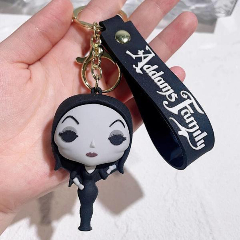 Wednesday Adams Nøkkelring Dukke Skrekk Kjæledyr Hånddukke Nøkkelring Tilbehør Veske Anheng Gutt Jente Gave - spottsalg 8