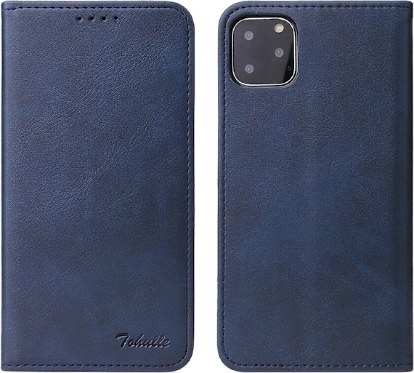 iPhone 11 Deksel Premium PU Lær Lommebokdeksel med Kortholder Støtte Innebygd Magnetisk Lukking Flip Folio Telefondeksel for iPhone 11 - Blå