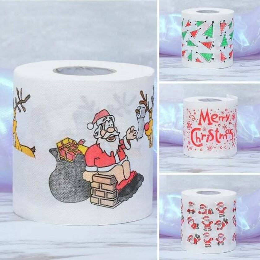 Julettoalettpapir Hjem Julenisse Bad Toalettpapir Julematerialer Xmas Dekor Tissue Roll 10*10cm Dekor
