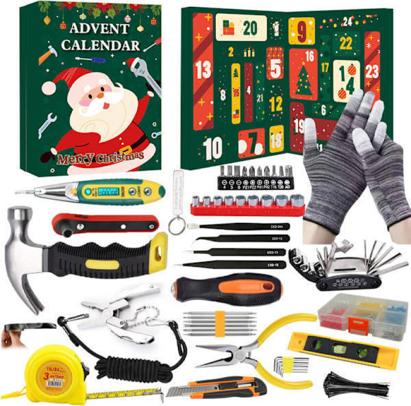 Reparasjonsverktøy Julekalender 2026, 24 Varianter Jule Nedtellingskalender, Juleminiatyrsett, Juleoverraskelsesfestgaver