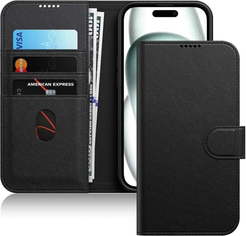 iPhone 15 Lommebok-deksel - Svart