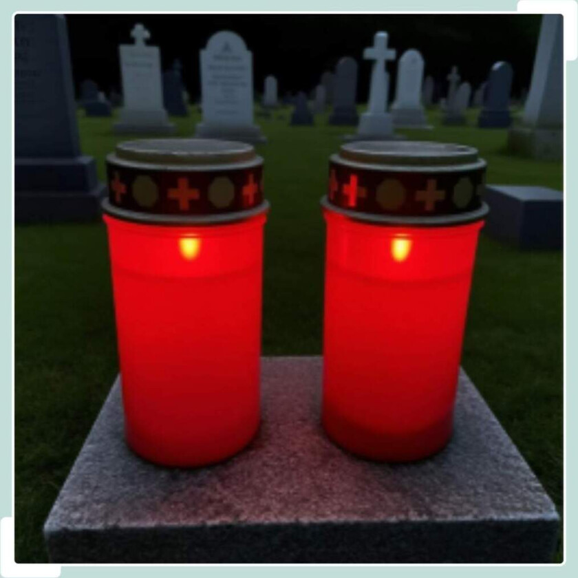LED gravlys sett med 4 – værbestandig, flimrende flamme