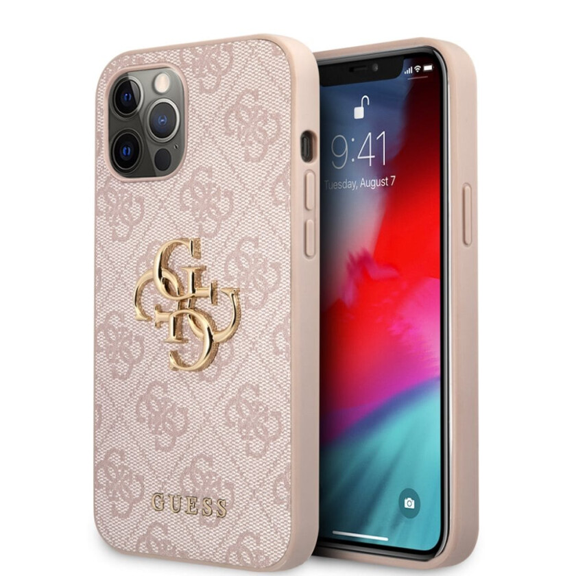 Guess iPhone 12/iPhone 12 Pro Deksel Metal Logo Rosa