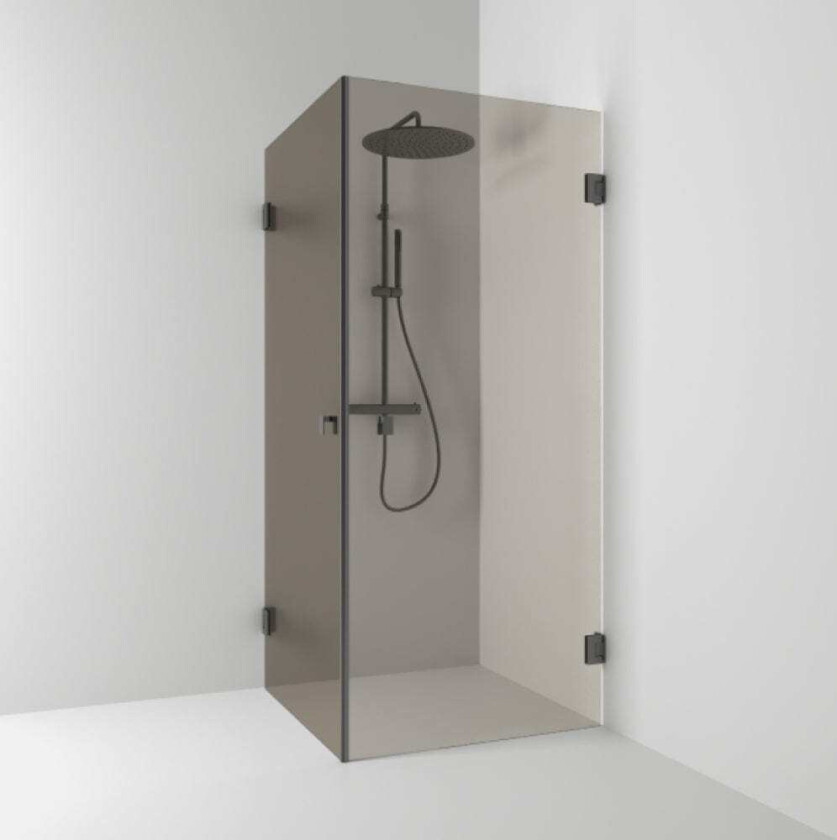 180° Dusjhjørne Rett Blyantpenn Svart / 90x80cm Bronsefarget Glass