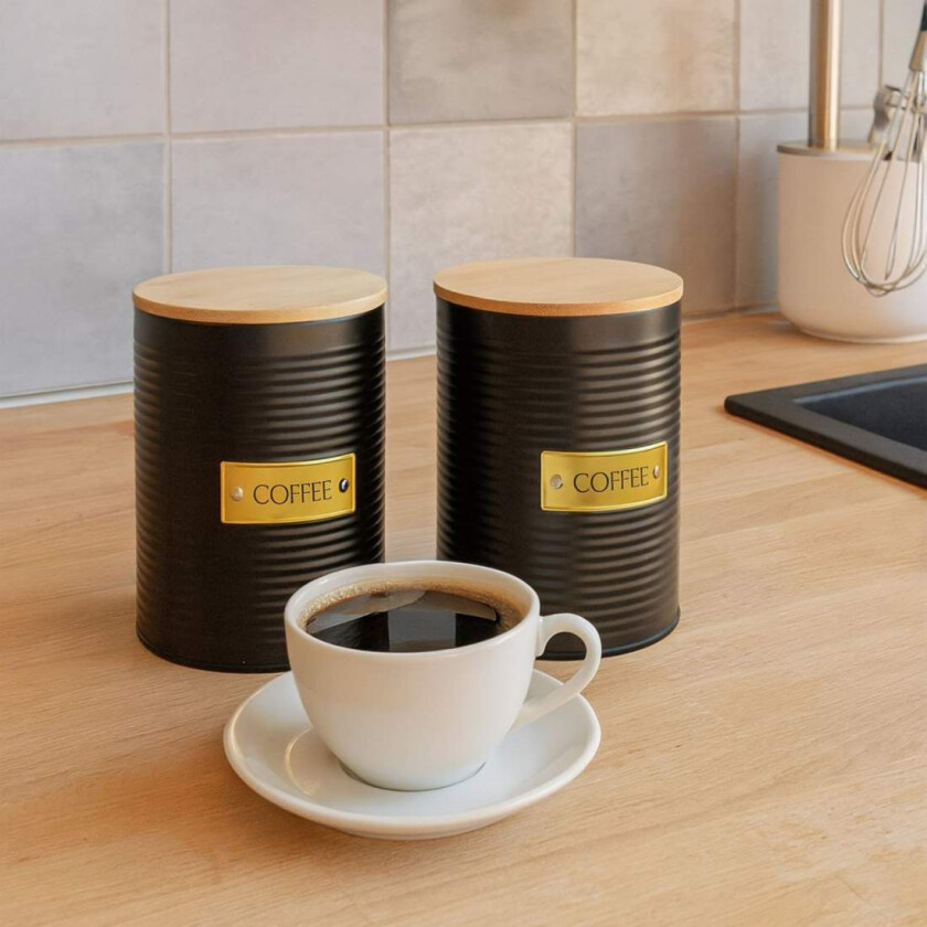 Bilde av Kaffeboks med lufttett bambuslokk – svart