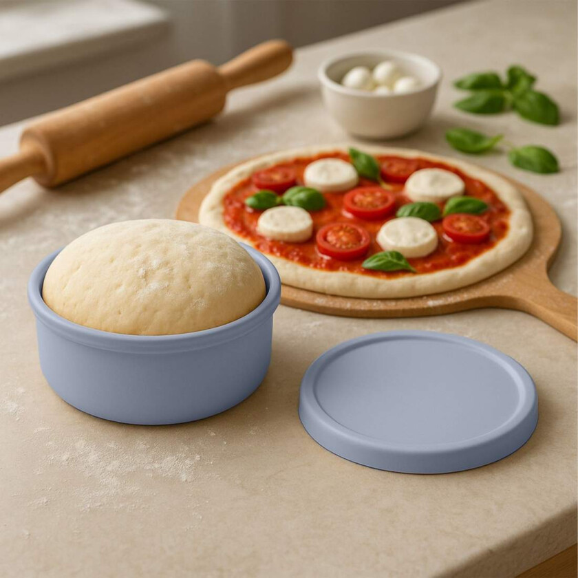 Pizzadeighevebokser med lokk – sett med 4, runde