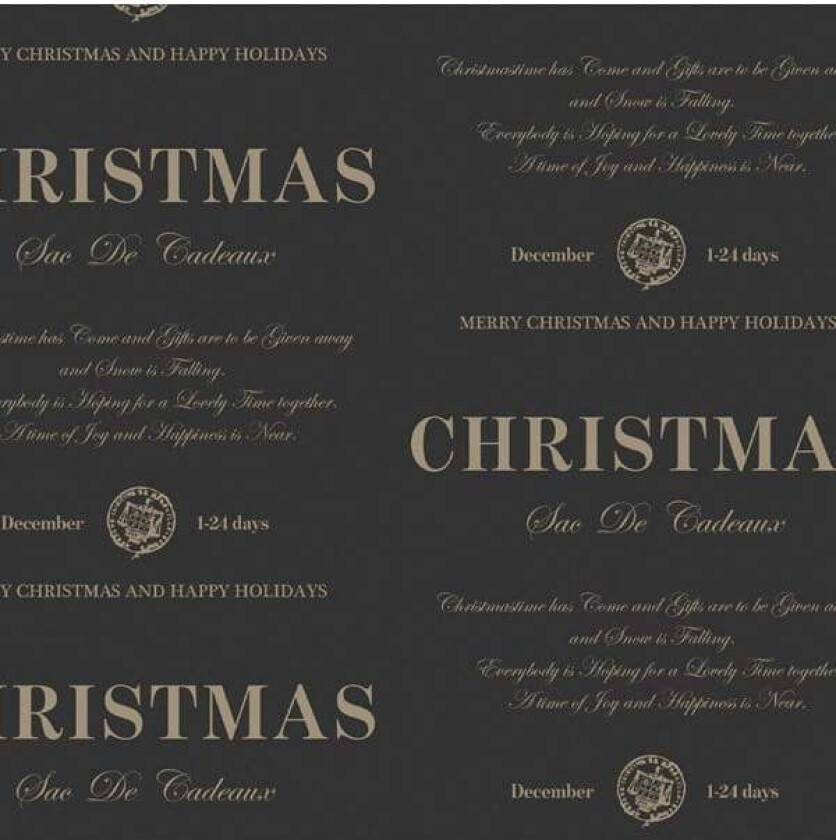 Gavepapir 57cm*6meter. Black Christmas