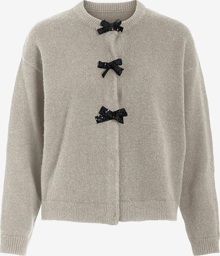 viBrianna O-neck L/S Bow - Grå