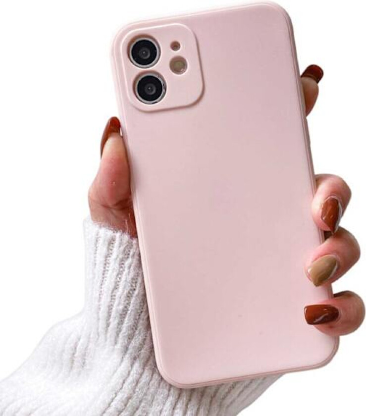 iPhone 12 Rosa Telefondeksel med Linsebeskyttelse 1mm TPU, Kompatibel med Apple