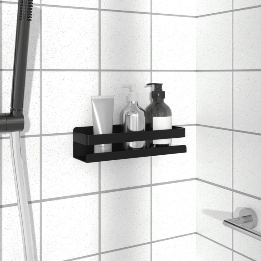 Bilde av Dusjhylle matt svart 23x6,5x6 cm børstet 304 rustfritt stål