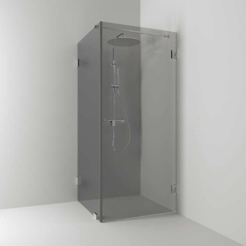 Bilde av 180° Dusjhjørne Kombi (Vegg+dør) Krom / 90x100cm Røykfarget Glass
