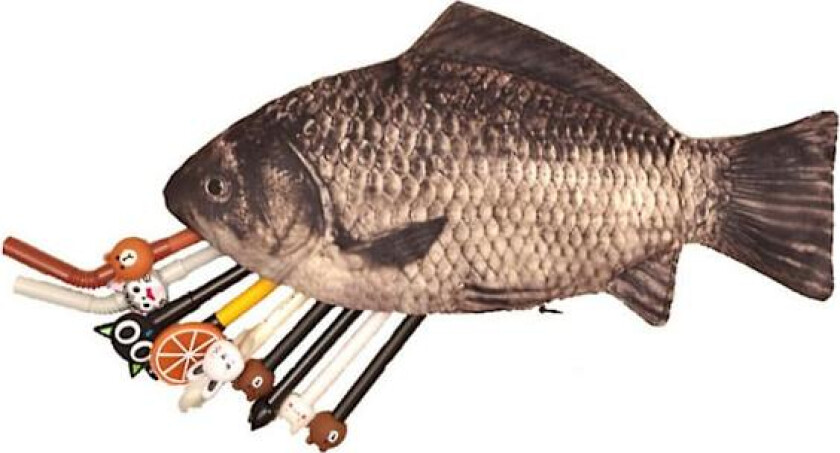 Morsom karpeimitasjon fisk glidelåspose, rar pennal, kosmetikkveske, pennal, pennalholder (bildet)