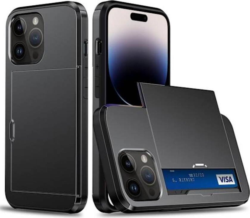 iPhone 16 deksel med kortholder Svart Svart