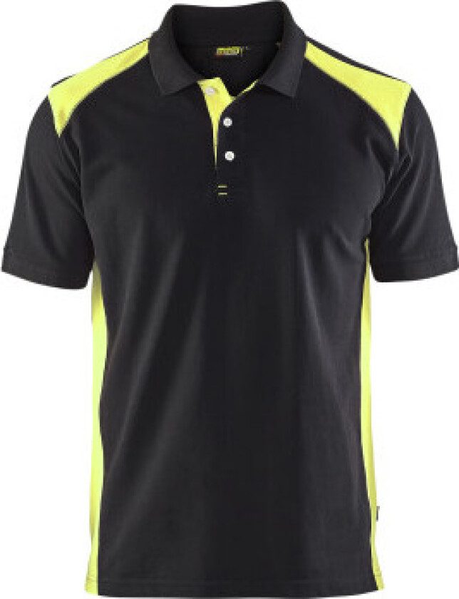 Blåkläder poloskjorte 33241050, sort/gul, størrelse M