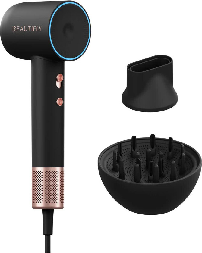 VelaAir Hårføner - 1600W, 3 varmenivåer, 3 hastigheter - Svart