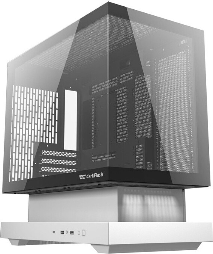 F1 PC-kabinett - 6 ARGB vifter, Midi Tower - Hvit