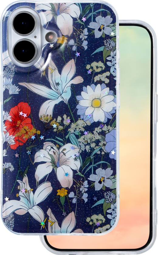 Glow Glam Deksel for iPhone 16 - Blå