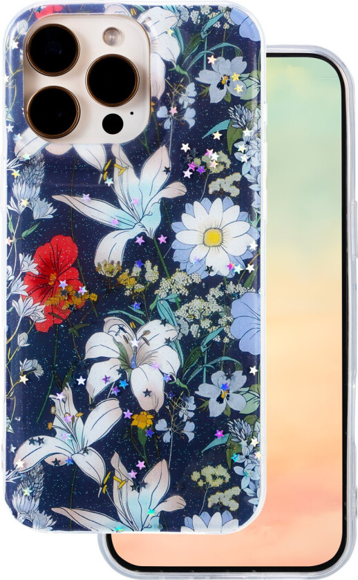 Glow Glam Deksel for iPhone 16 Pro - Blå