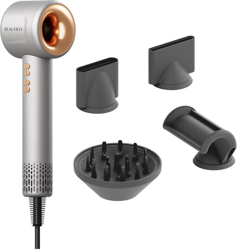 IonBoost Hårføner - 1600W, 4 varmeinnstillinger, 3 hastigheter - Sølv