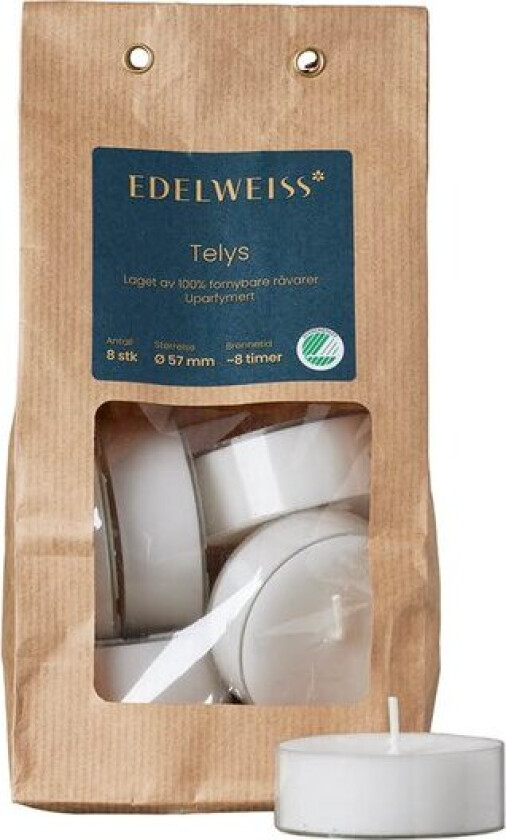 Telys store 8 stk hvit