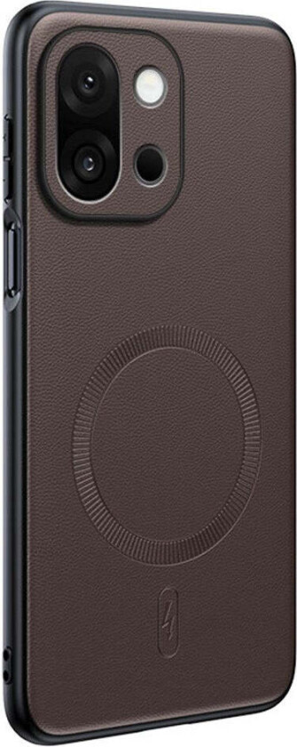 OnePlus 15 Hybrid Plast Deksel med Kunstskinn – MagSafe Kompatibel – Brun