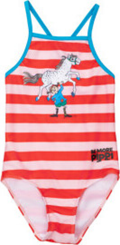 Pippi Supersterk Badedrakt Rød 86-92 cl