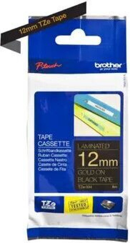 Bilde av Tape 12mm Tze-334 Gull/svart
