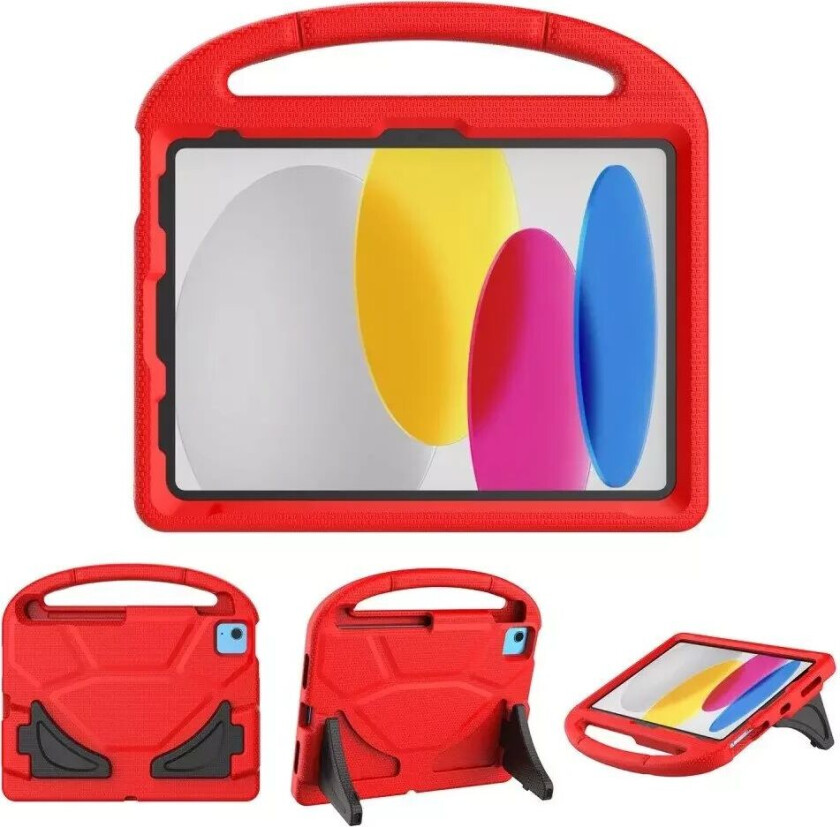 iPad 10.9 (2022) EVA Skum Barne Bakdeksel med Stativ - Rød